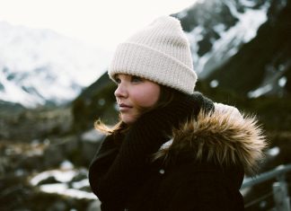 Woman looking on a winter scene