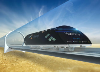 Artist’s rendering of Team Waterloop’s high-speed floating train design