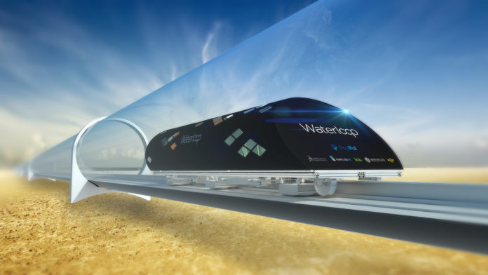 Artist’s rendering of Team Waterloop’s high-speed floating train design