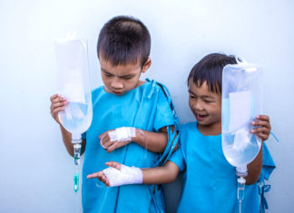 Children with IV drips
